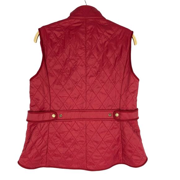 Talbots Quilted Chore Vest Women M Red Old Money Country Barn Adjustable Waist - Picture 2 of 10